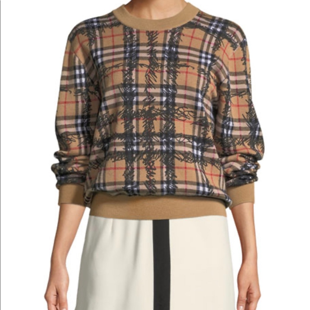 Burberry Plaid Crew Neck Sweater